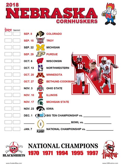 Husker Football Schedule