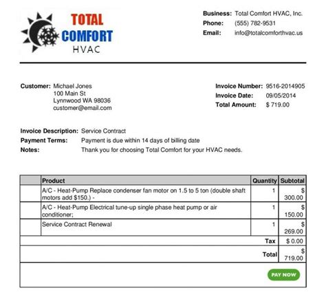 HVAC Invoice Template 7