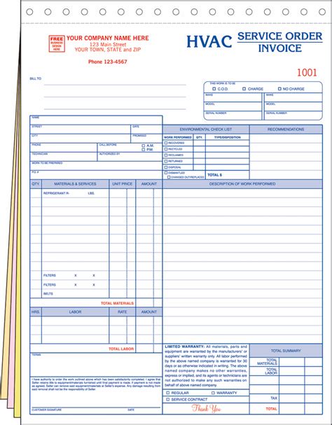 HVAC Maintenance Invoice Template Design