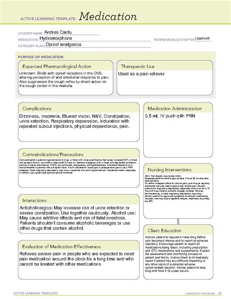 Hydromorphone ATi Medication Template