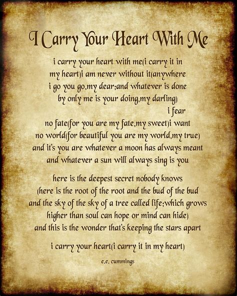 I Carry Your Heart Poem Printable