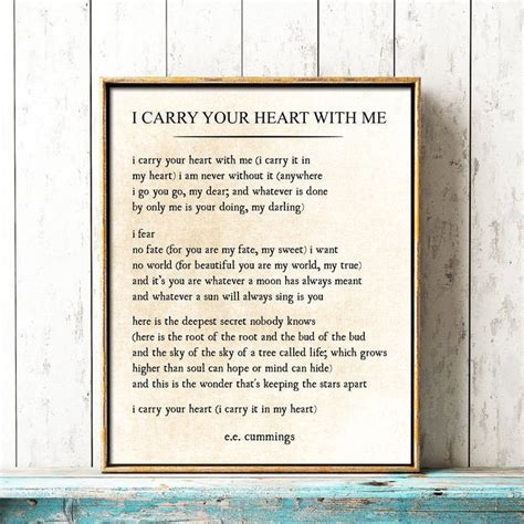 I Carry Your Heart Poem Art Print