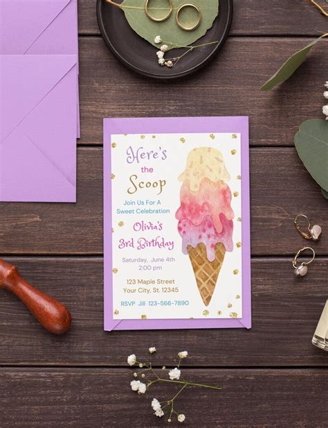 Ice Cream Party Invitations Template