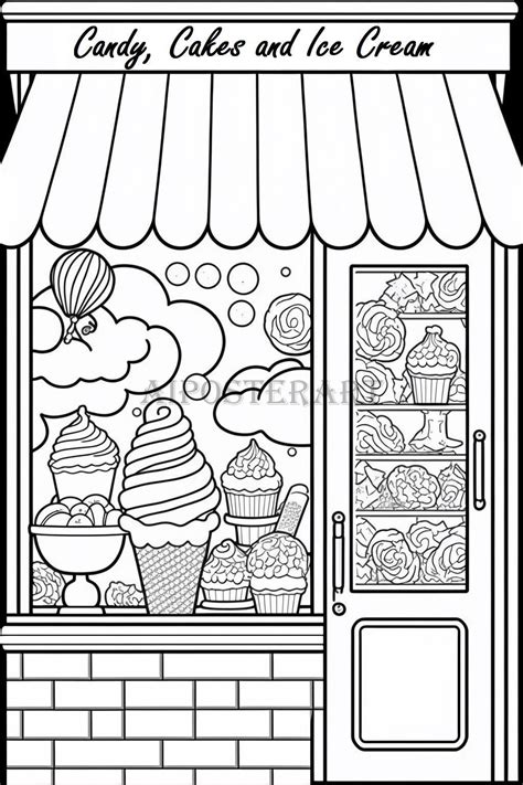 Ice Cream Shop Coloring Page