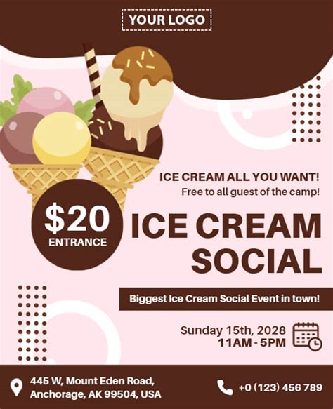 Ice cream social flyer template