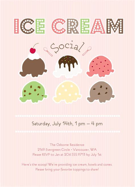 Ice Cream Social Invitation Template 2