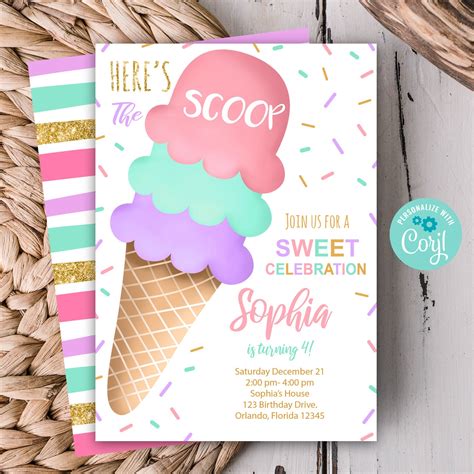 Ice Cream-Themed Party Invitation