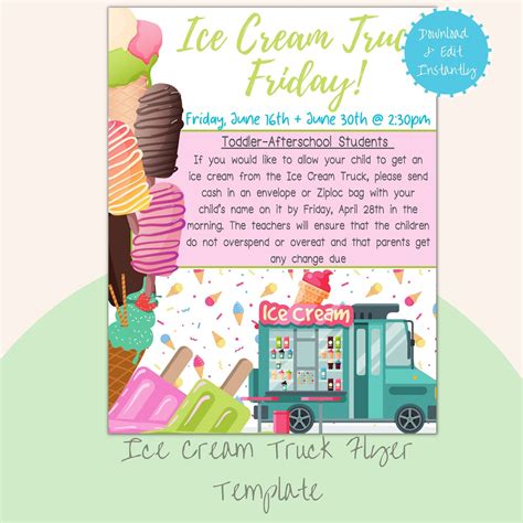 Ice cream truck flyer template