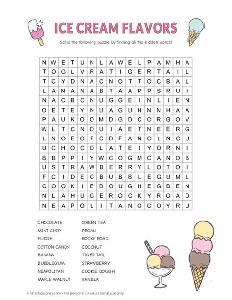 Ice Cream Truck Word Search