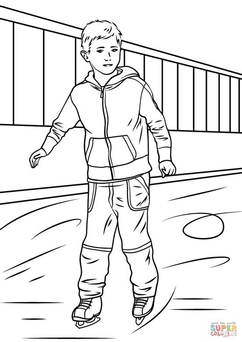 Ice Skating Boy Coloring Page