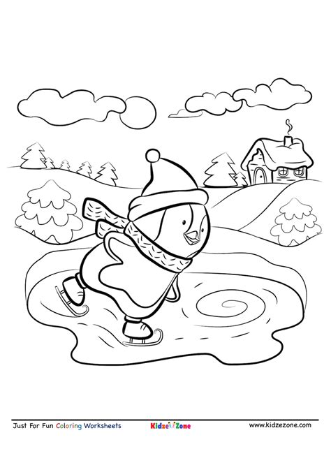 Ice Skating Penguin Coloring Page