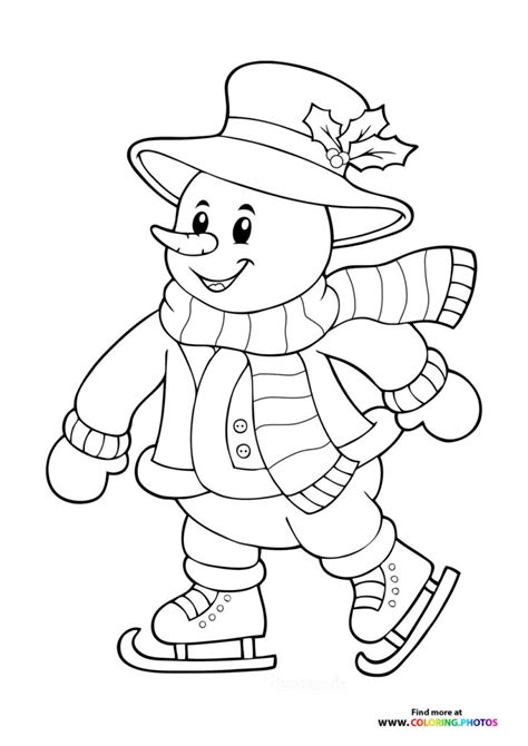 Ice Skating Snowman Coloring Page