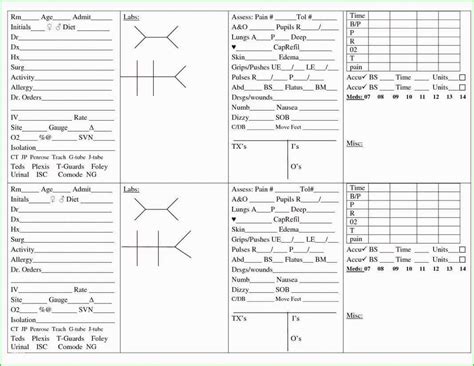 ICU nurse report sheet template 2