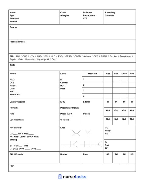 ICU Report Sheet Template 1