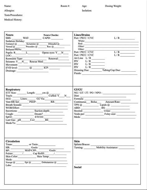 ICU Report Sheet Template 2