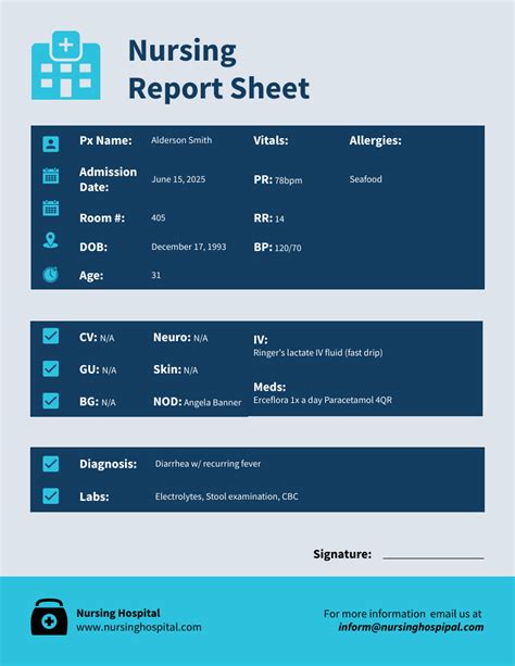 ICU Report Sheet Template 9