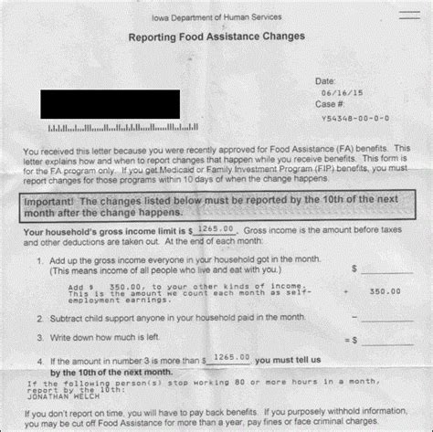 Identity Verification Letter for Food Stamps