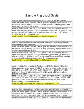 IEP Goals Template Example for Social Skills