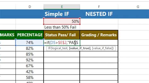 Using the IF function in Excel