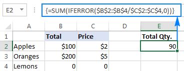 IF and IFERROR functions with array formulas syntax