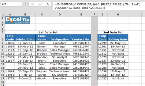 IF function with ISERROR in Excel VLOOKUP