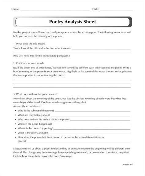 If Poem Analysis Template