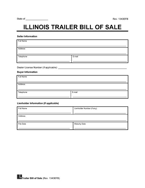 Illinois Bill of Sale Template