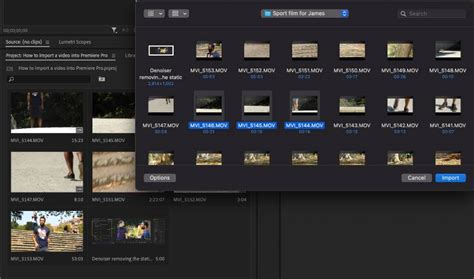 Importing footage into Premiere Pro