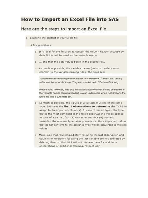 Importing Excel Files into SAS Tips