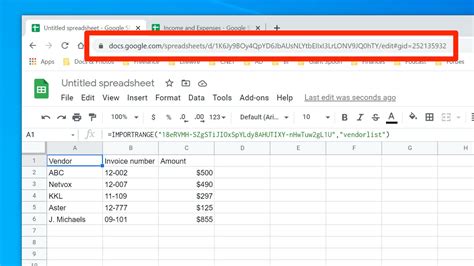 Using the IMPORTRANGE Function