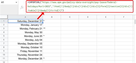 IMPORTXML Function in Google Sheets