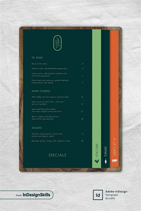 InDesign menu template 1