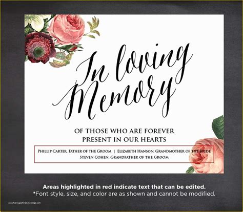 In Loving Memory Template Example