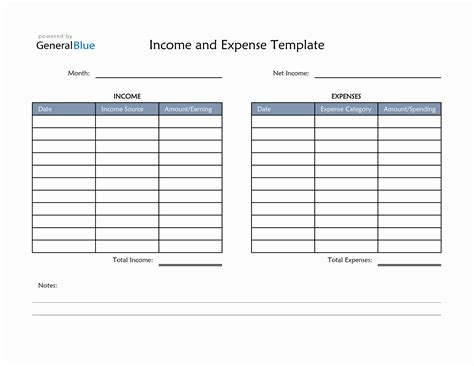 Income and Expense Template