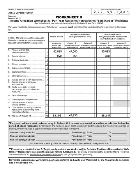 Income Tax Worksheet Setup