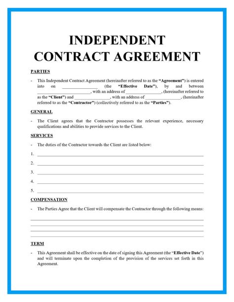 Independent Contractor Agreement Template