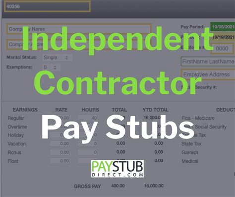 Independent Contractor Pay Stub Template 2