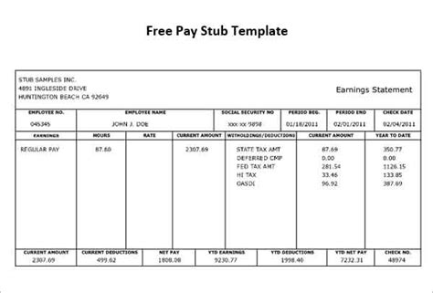 Independent Contractor Pay Stub Template Download