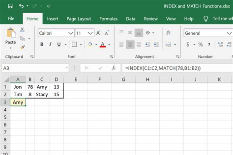 INDEX and MATCH Functions