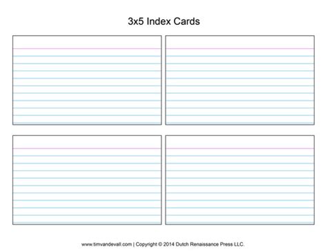 Index card template examples for students