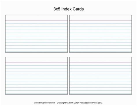 Index Card Template for Notes