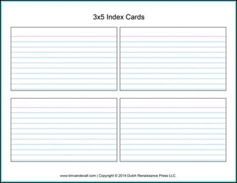 Index Card Template for Organization