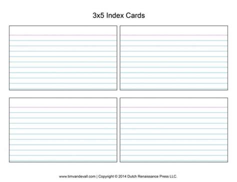 Index Card Template for Writers