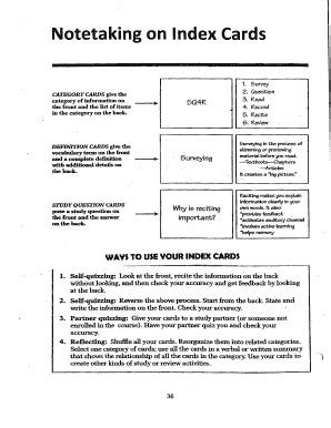 Index Cards for Note Taking