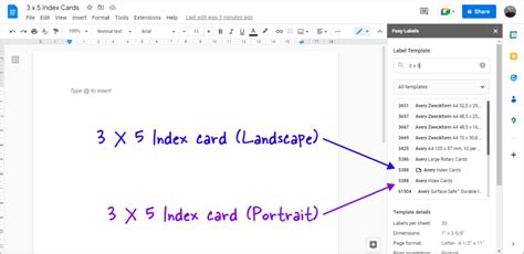 Index card template google docs 9