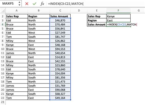 Using INDEX and MATCH Functions in Google Sheets