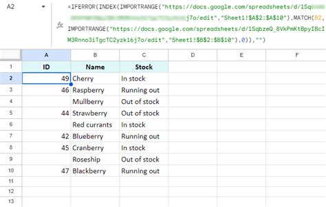 Using Index-Match Function to Filter Importrange