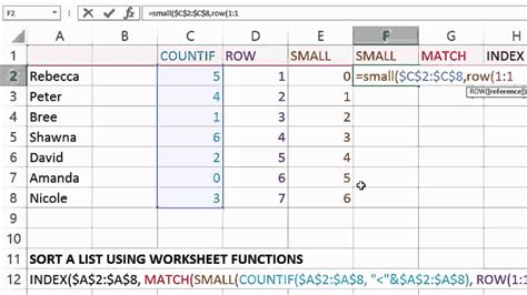 INDEX and MATCH Sort