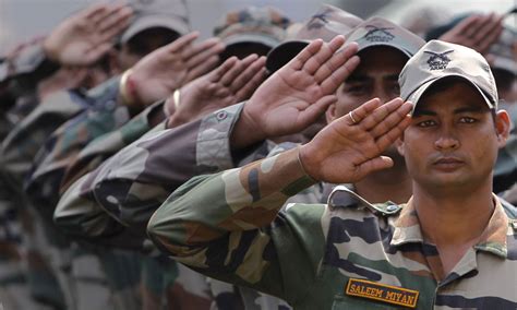 Indian Army soldiers rendering a namaste