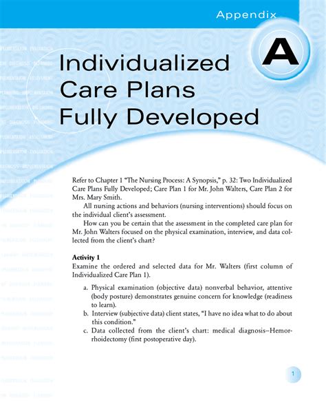 Individualized Care Plans Examples